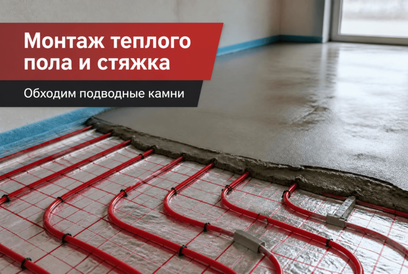 Монтаж теплого пола и стяжка. Обходим подводные камни